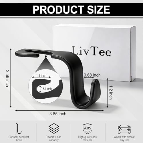 LivTee Car Seat Headrest Hook, Auto Seat Hook Hangers Storage Organizer - Image 3