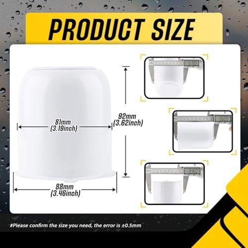 4Pcs 3.19" Stainless Trailer Wheel Center Caps, 3.62" H White - Image 3