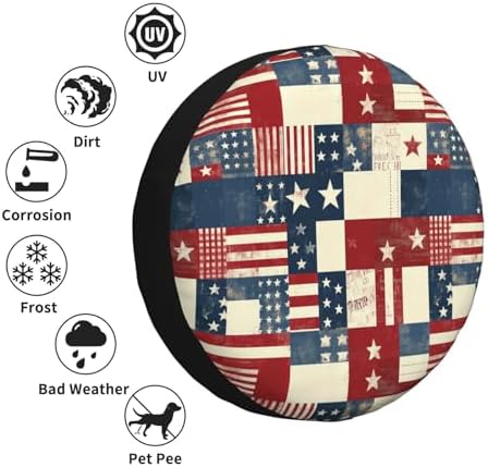 Flag Spare Tire Cover Waterproof Wheel Cover 17 Inch Universal Fit - Image 6