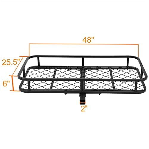 48" X 25.5" X 6" Carbon Steel Fold-Up Cargo Luggage Carrier Basket Fits 2" Tow - Image 3