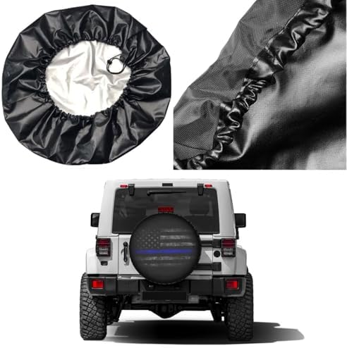 Thin Blue Line Spare Tire Cover Dust-Proof Wheel Tire Cover Fit Trailer - Image 5