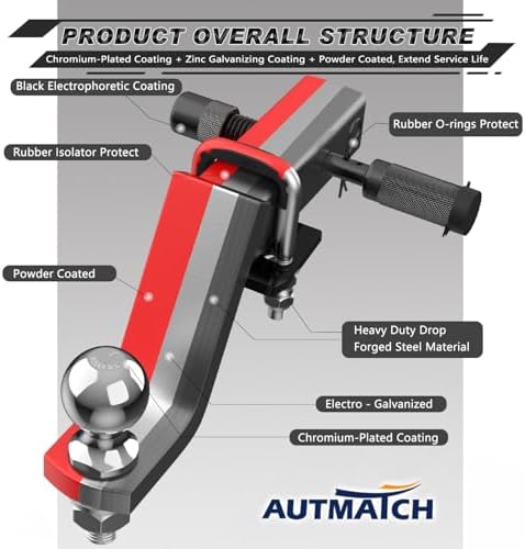 AUTMATCH Trailer Hitch Ball Mount - Image 5