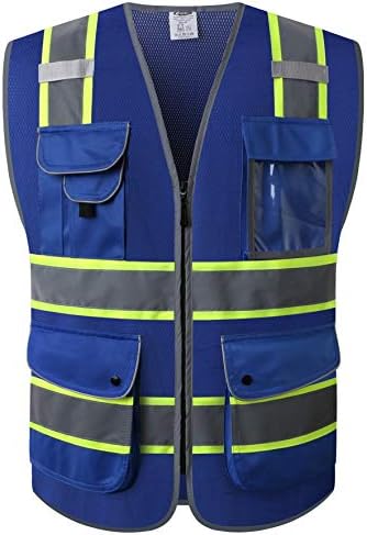 JKSafety Safety Vest for Men Women Reflective Hi Vis JK100 Blue L by JKSafety