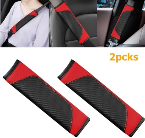 Osilly 2PCS Carbon Fiber Leather Seat Belt Shoulder Pads - Image 4