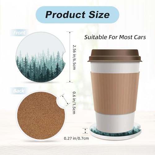 Green Forest Car Coasters for Cup Holders, 2 Pack Car Cup Holder Coasters for - Image 3