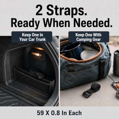 2 Pack Lashing Straps with Buckles, 59 in Cam Buckle Tie Down Straps - Image 7