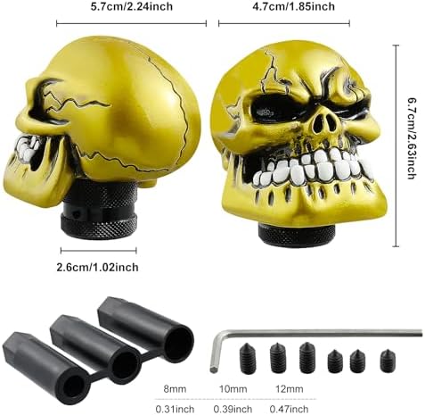 Skull Shift Knob Cars Truck Gear Shifter Stick Handle SUV Gold - Image 3