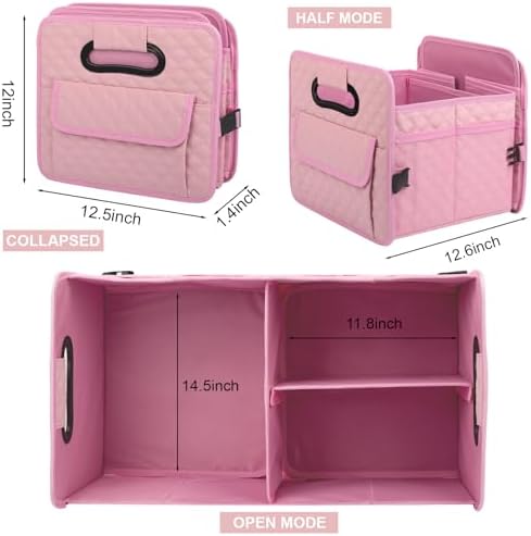 Car Trunk Organizer for SUV, Collapsible Car Storage Organizer Large Pink - Image 6