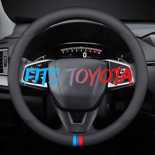 Leather Car Steering Wheel Cover, Tricolor Sporty Style, Breathable by TRROCC