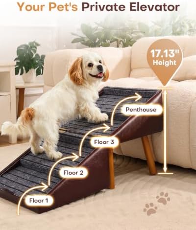 2 in 1 Foldable Ottoman Dog Ramp Faux Leather Dog Stairs - Image 3