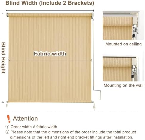 AOSKY Cordless Patio Roll Up Blinds - Image 2