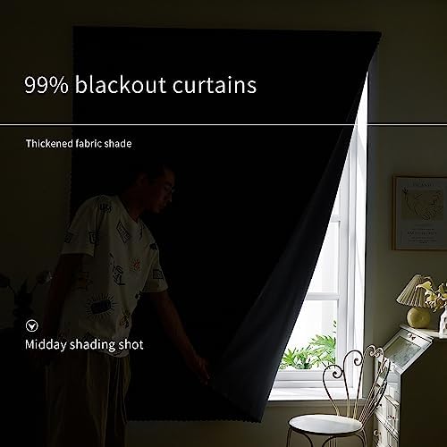 AJAZZ 100% Blackout Self Adhesive Curtains Small Window Short Temporary Black - Image 4