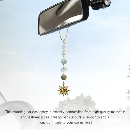 Sun Hanging Car Charm, Rear View Mirror Cute Boho Dangling Sun Car Decor - Image 5