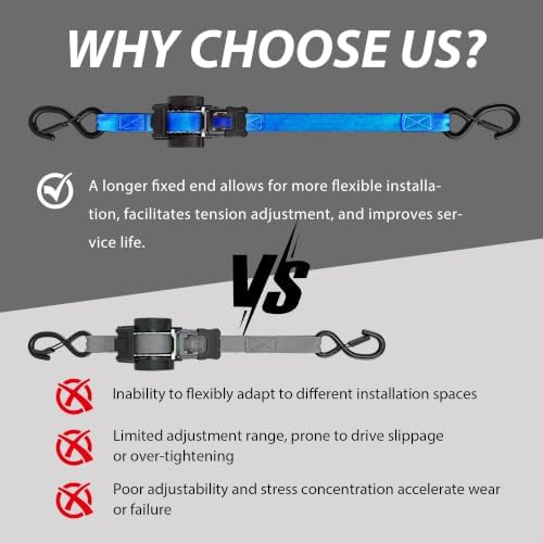 Retractable Ratchet Straps 1" x 13 Ft, 800 Lbs, 2 Pack - Image 6