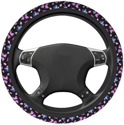 Purple Butterfly Steering Wheel Cover + 2 Cute car Butterflies Coasters - Image 2