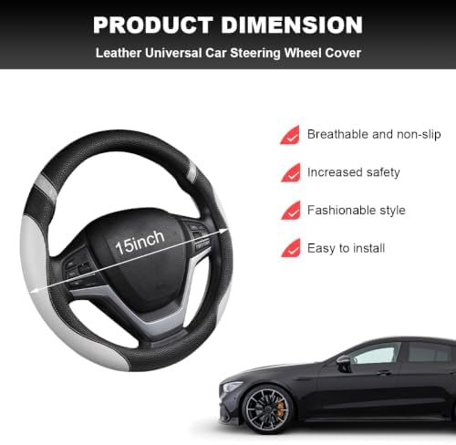 Car Steering Wheel Cover, 15 Inch Premium Leather Breathable Non-Slip Wheels - Image 2