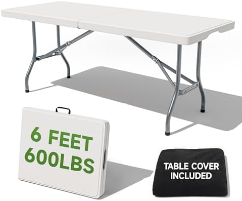 6 Foot Folding Table with Black Table Cloth by OrtusCollective