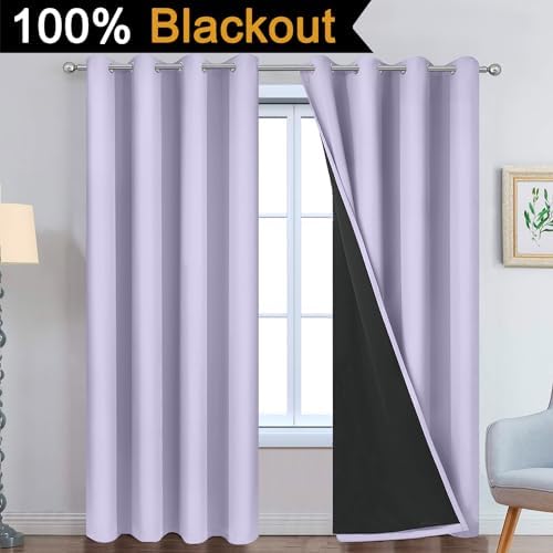 Yakamok Lilac 100% Blackout Curtains 90 Inches Long - Image 2