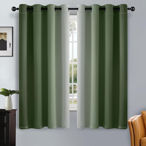 SimpleHome Ombre Curtains Sage Green to Grey White by SimpleHome