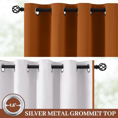 Yakamok Burnt Orange 100% Blackout Curtains 63 Inches Long 50" Wide 2 PCS - Image 2