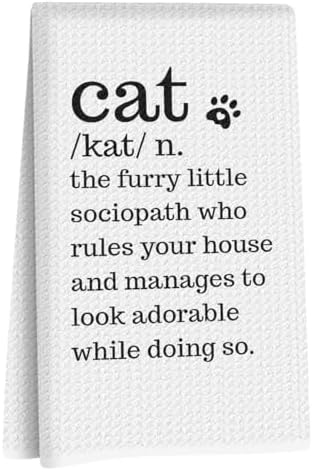 Funny Cat Kitchen Towels, Animal Lovers Gifts by NISTOMISU