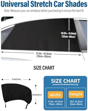Car Window Shades 2 Pack, FOLUMAD Side Car Window Rear Sun Shades - Image 4