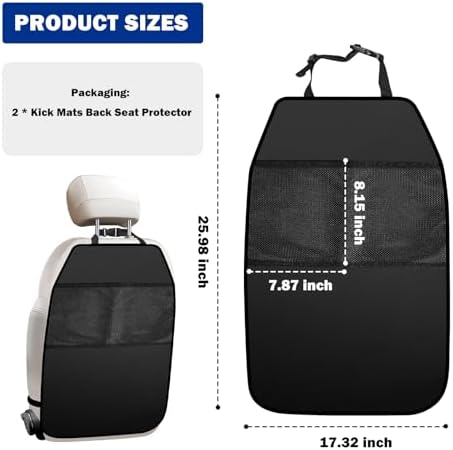 2PCS Back Seat Cover for Kids, Anti-Slip Design Kick Mats Back Seats Protector - Image 2