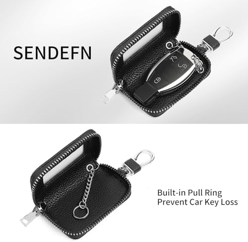SENDEFN Universal Car Key Fob Case Leather Smart Remote Keychain Protector - Image 2