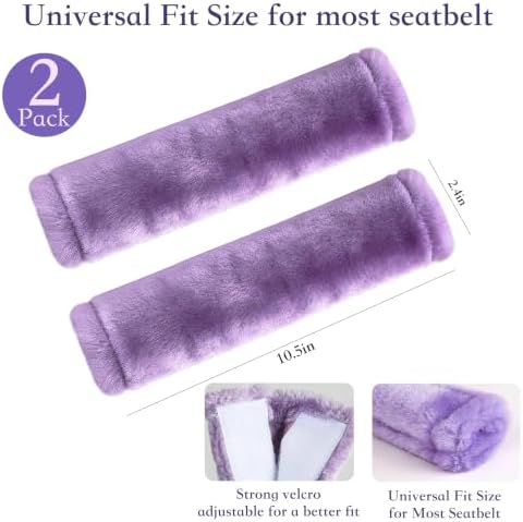 Amooca 2-Pack Soft Furry Universal Seatbelt Cover Car Shoulder Pad - Image 5
