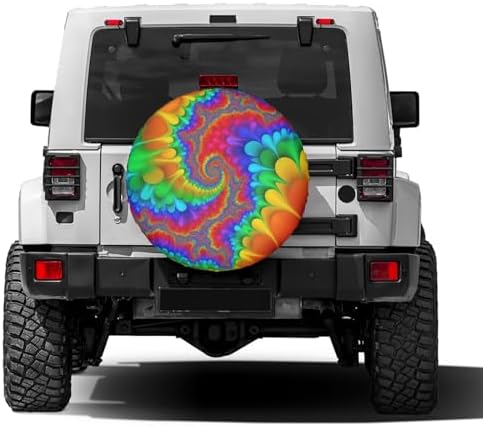 Tie Dye Abstract Rainbow Color Spare Tire Cover Dust-Proof Wheel Tire Cover Fit - Image 2