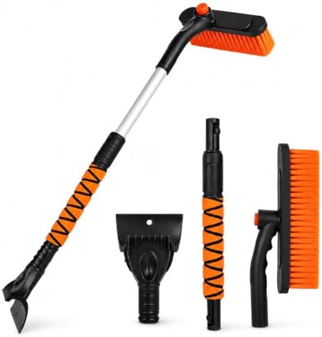 33" Snow Brush and Ice Scraper for Car Windshield, Extendable & 360° Pivoting by Poemmoon