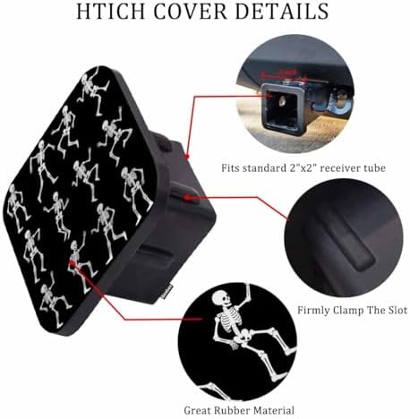 Trailer Hitch Cover Plug Skeleton Skull, Funny Cute Dancing Skeleton Skulls - Image 3