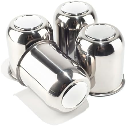 4Pcs 3.74" Stainless Trailer Wheel Center Caps, 4.33" H Chrome by DEWFLEW