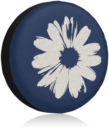 Daisy Spare Tire Cover Navy Blue Nature Modern Art Flowers Weatherproof by Unknown