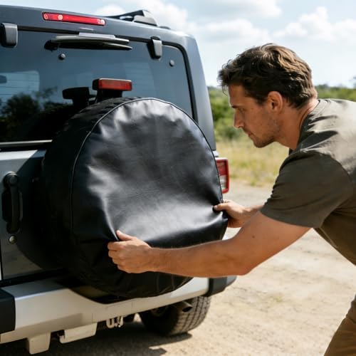 Black Spare Tire Cover L for Overall Wheel Diameter 27-29 Inch - Image 4
