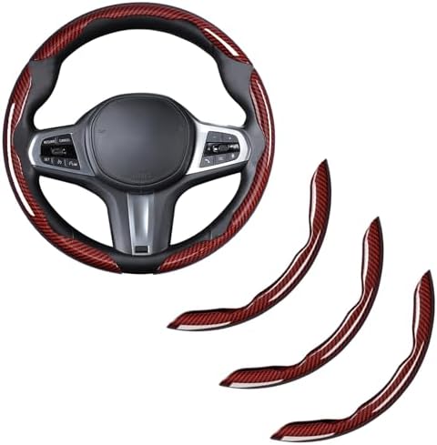 Carbon Fiber Steering Wheel Cover Universal 3pcs Protector Glossy Red by HOME