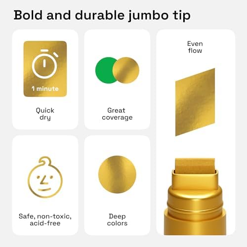 ARTISTRO Gold Acrylic Paint Markers - 15mm Jumbo-Tip - Set of 2 - Image 3