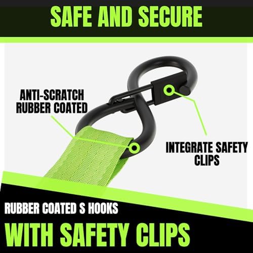 Retractable Ratchet Straps 1 Inch x 12 Feet Heavy Duty Tie Downs Auto Retract - Image 3
