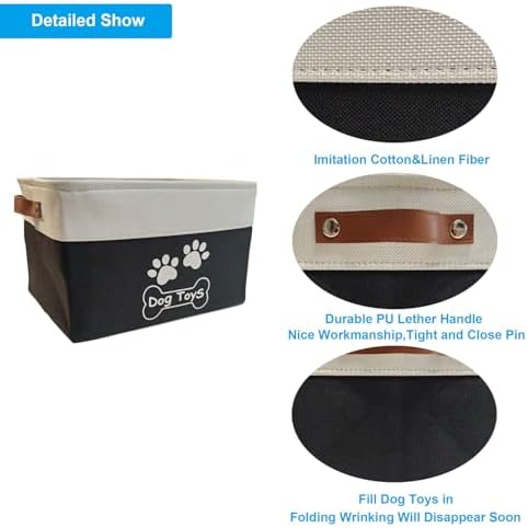 Collapsible Dog Toy Basket Foldable Dog Toy Box Bin - Image 3