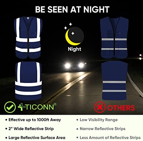 TICONN High Visibility Reflective Safety Vest - Image 3