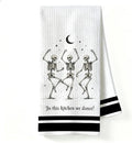Gothic Kitchen Decor Towel, Dancing Skeleton Halloween Dish Towel by Unknown
