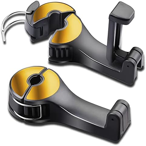 Car Headrest Hidden Hook with Phone Holder, Universal 360 Rotation, 2 Pack by SCOVVORD