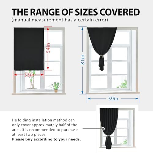 Autohesion Curtains for Windows, Bedroom Blackout Curtains for - Image 3