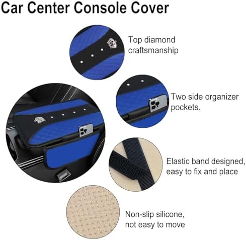 NBTEPEM 6 PCS Bling Blue Car Accessories Set, Leather Blue Steering Wheel - Image 4