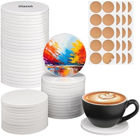 50 Pack 4 inch Round Sublimation Ceramic Tiles by IHDYPPEW