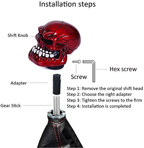 Skull Shift Knob Cars Truck Gear Shifter Stick Handle SUV Red - Image 3