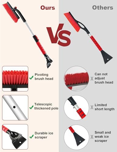 anngrowy 32" Snow Brush for Car Ice Scraper for Windshield Car Scraper Brush - Image 7
