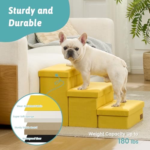 COZY KISS Dog Stairs with Storage, 16.7" H Wider Dog Steps - Image 4