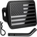 2.5" Black USA Flag Stainless Steel Hitch Cover by AutoAccessores
