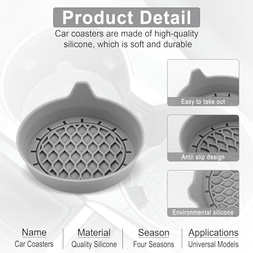 SINGARO Car Cup Holder Coaster, Silicone Cup Holder Insert, Universal Non-Slip - Image 3